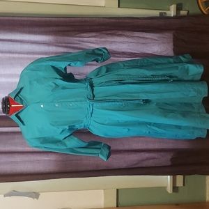 1970's Aqua Button Up the Front Utility Dress